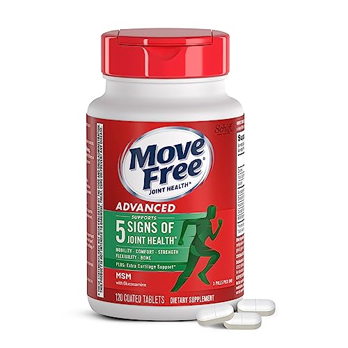 Move Free Advanced Glucosamine Chondroitin MSM Joint Support Supplement, Supports Mobility Comfort Strength Flexibility & Bone - 120 Tablets (40 servings)*