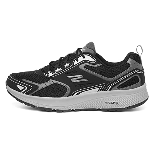 Skechers mens Go Run Consistent Sneaker, Black/Grey, 13 X-Wide US