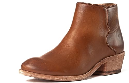 Frye Carson Piping Booties for Women Made from Soft Full-Grain Leather with Signature Western-Inspired Piping Detail and Supple Leather Lining – 4” Shaft Height, Caramel (Avalon Leather) - 9M