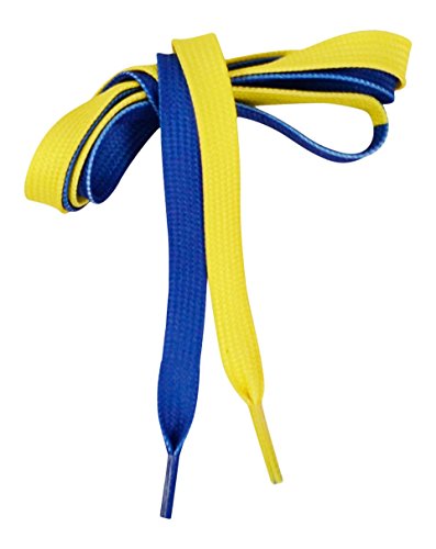 Adapt-Ease Multi Color Tying Aid Learning Shoelaces, Blue/Yellow, 44.5' X .4'