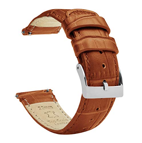 BARTON WATCH BANDS 20mm Toffee Brown - Standard Length - Alligator Grain - Quick Release Leather Watch Bands