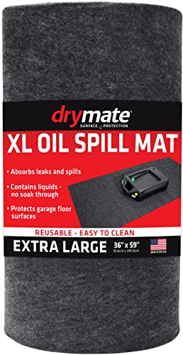 Drymate XL Oil Spill Mat (36' x 59'), Premium Absorbent Oil Pad, Reusable, Washable, Durable, Waterproof Backing Contains Liquids, Protects Garage Floor Surface (USA Made)