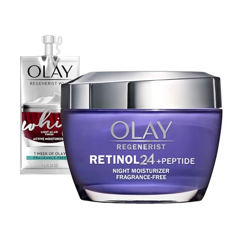 Olay Regenerist Retinol 24 + Peptide Night Face Cream 1.7 Oz + Whip Face Moisturizer Travel/Trial Size Gift Set