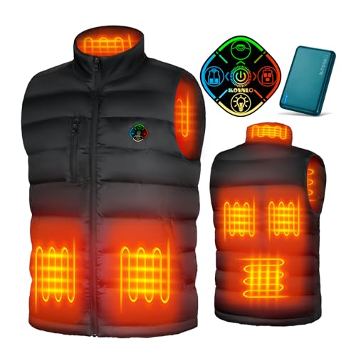 KOVNLO Heated Vest for Men With Battery Pack Included, Smart Controller with Lights-out Design, Electric Heated Jackets