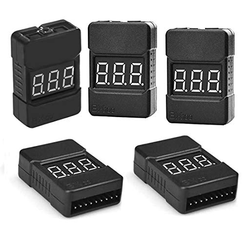 5Packs 2in1 1-8s Lipo Li-ion Battery Voltage Tester Check, Monitor RC Low-Voltage Buzzer Alarm for 1-8s Lipo/Li-ion/LiMn/Li-Fe