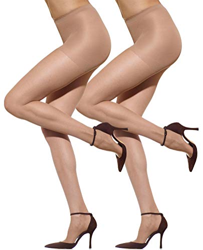 Silkies Women's Ultra Sheer Control Top Pantyhose (2 Pair Pack) - Lightweight, Comfortable, Perfect Fit - Medium Nude