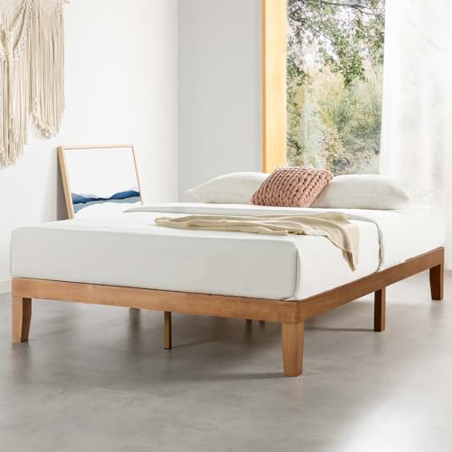 Mellow 12' Classic Solid Wood Platform Bed Frame w/Wooden Slats (No Box Spring Needed), Natural, Queen Size
