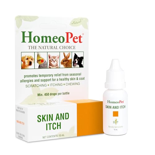 HomeoPet Skin and Itch, Safe and Natural Itch Relief for Dogs and Cats, Coat and Skin Soother for Pets, 15 Milliliters