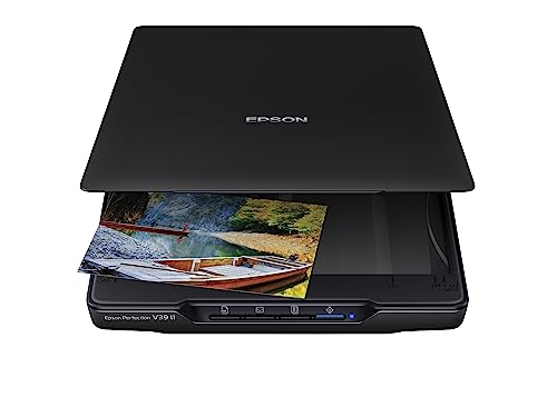 Epson Perfection V39 II Color Photo and Document Flatbed Scanner with 4800 dpi Optical Resolution, Scan to Cloud, USB Power and High-Rise, Removable Lid