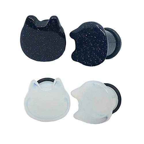 Piercingpops 2 Pairs Cat Opalite/Created-Blue Stone Ear Gauges Tunnels Plugs Stretchers Expander Body Piercing (Gauge=6mm(2g))