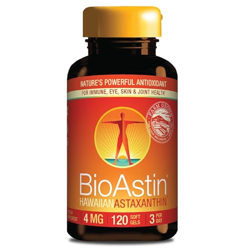 Nutrex Hawaii BioAstin Hawaiian Astaxanthin - 4mg, 120 Softgels - Farm-Direct Premium Antioxidant Supplement to Support Eye, Skin, Joint & Immune System Health - Non-GMO & Gluten-Free