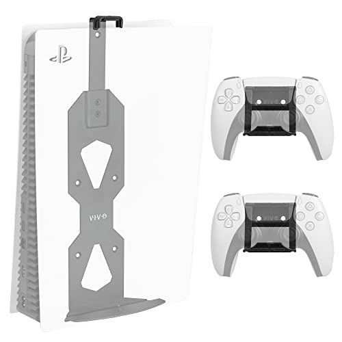 VIVO Steel Wall Mount Bracket Designed for PS5 Gaming Console, Vertical Display for Playstation 5, Open Design, 2 Controller Mounts, Black, MOUNT-PS5B