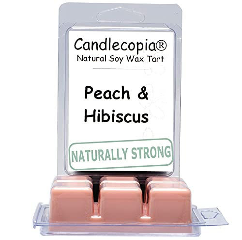 Candlecopia Peach & Hibiscus Strongly Scented Hand Poured Vegan Wax Melts, 12 Scented Wax Cubes, 6.4 Ounces in 2 x 6-Packs