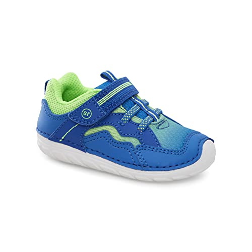 Stride Rite Boy's Soft Motion Kylo Athletic Sneaker, Blue/Lime, 4 Toddler
