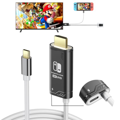 JINGDU Portable HDMI Adapter Compatible with Nintendo Switch NS/OLED, USB C to HDMI Cable Replaces The Original Switch Dock for TV Screen Mirroring, Convenient for Travel, 4K HD, 2m, Black