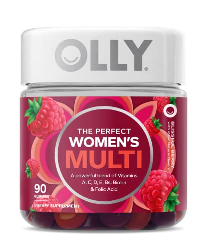 OLLY Women's Multivitamin Gummy, Vitamins A, D, C, E, Biotin, Folic Acid, Adult Chewable Vitamin, Berry Flavor with other natural flavor, 45 Day Supply - 90 Count (Packaging May Vary)