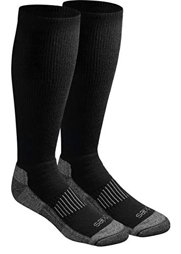 Dickies Men's Light Comfort Compression Over-The-Calf Socks, Black (2 Pairs), Large