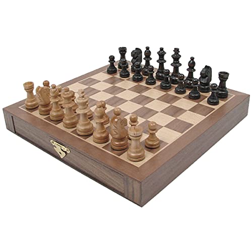 Hey! Play! Inlaid Walnut-Style Magnetized Wood Chess Set with Staunton Wood Chessmen, Brown,1.375x9.875x9.875, 12-21129