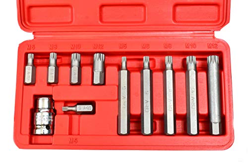 11pc XZN 12 Point Spline Socket Bit Set Hex Shank M5 M6 M8 M10 M12