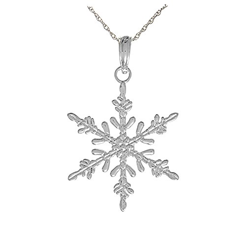 925 Sterling Silver Holiday Necklace Charm Pendant with Chain, Thin Snowflake Pendant