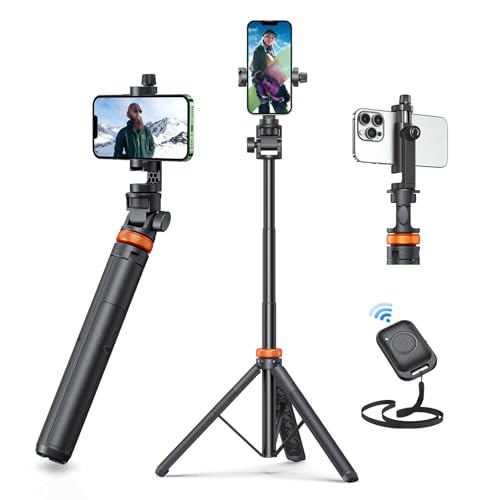 EUCOS Newest 62' Phone Tripod, Tripod for iPhone & Selfie Stick Tripod with Remote, Extendable Phone Tripod Stand & Travel Tripod, Solidest Cell Phone Tripod Compatible with iPhone/Android