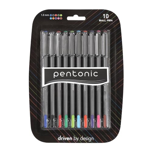 linc Pentonic Premium Ball Point Pen 1.0 mm Medium Point, 10-Count, Assorted Colors | Medium Point Featherlite Feel, Easy Flow Ink Technology, Sleek Matte Finish