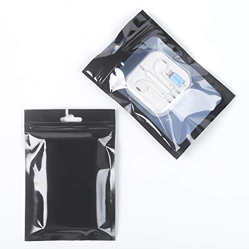 QQ Studio Pack of 100 Bordered Window QuickQlick Packaging Bags for Phone Accessories and Tech Products (Clear & Black, 3x5')