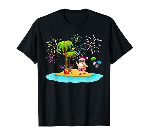 Decorated Christmas Palm Tree Tropical Xmas Coconut Lights T-Shirt