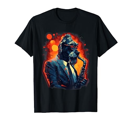 Jazz Musician Giant Schnauzer Dog Saxophone T-Shirt