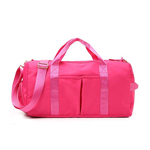 Sports Gym Bag With Shoe Bag Wet Bag Duffle Bag Waterproof Travel Bag for Women Cute Gym Bag Rose Red 29L