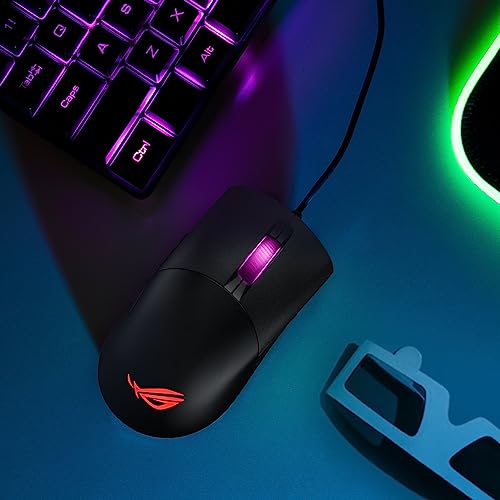 ROG Keris Ultra Lightweight Wired Gaming Mouse | Tuned ROG 16,000 DPI Sensor,plug-and-play micro switch design, PBT L/R Keys, Swappable Side Buttons, ROG Omni Mouse Feet, ROG Paracord & Aura Sync RGB.