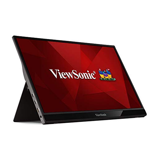 ViewSonic VG1655 15.6 Inch 1080p Portable Monitor with 2 Way Powered 60W USB C, IPS, Eye Care, Dual Speakers, Built-in Stand with Smart Cover , Black