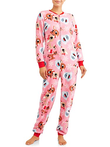 Rudolph Clarice Bumble Fawn Over Me Womens One Piece Dropseat Pajama Set Union Suit Sleeper (Medium 8/10)