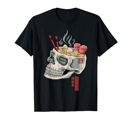 Ramen Skull Brain Japanese Ramen Noodles Bowl Anime T-Shirt
