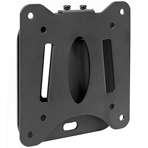 Mount-It! Low Profile Fixed TV Wall Mount for Small Televisions Computer Monitors, Fits 13' to 27', Quick Disconnect, 60 Lbs Capacity, VESA 75x75 mm and 100x100 mm, Black