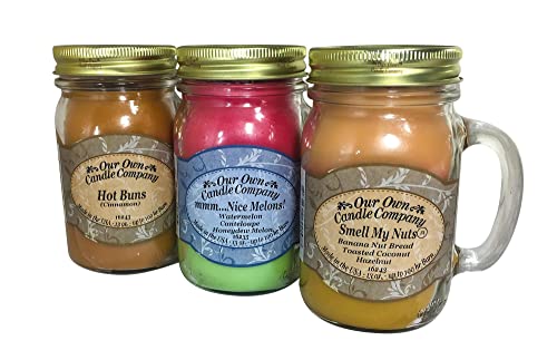 Our Own Candle Company Smell My Nuts, Nice Melons, and Hot Buns - Sassy Pack Scented Mason Jar Candles, 13 oz (3 Pack)