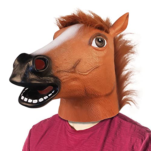 Halford Brown Horse Mask, Novelty Animal Head Mask, Funny Full Face Masks Costume Cosplay for Party Props