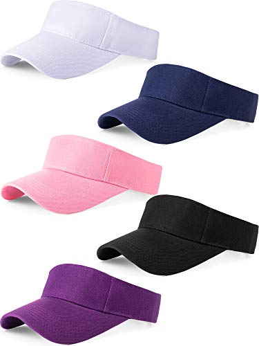 Geyoga 5 Pcs Sports Visor Hats Visor Women Men Sun Visors Hat for Men Adjustable Visor Cap Golf Athletic Visor Hat for Men Women