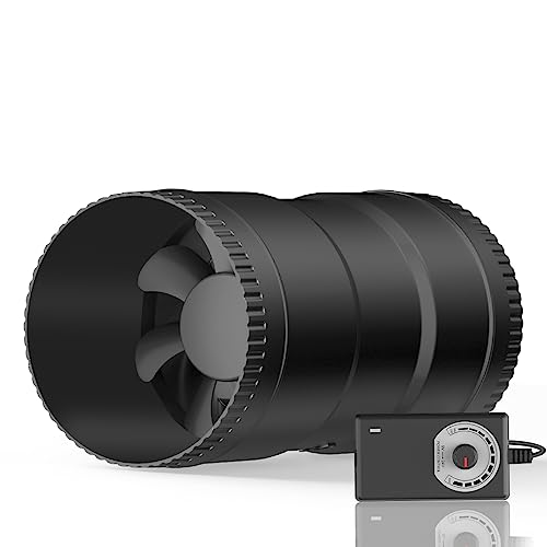 Hon&Guan 4 Inch Inline Booster Duct Fan with Speed Controller - 130 CFM Airflow with 6W Ultra-Low Power and Low Noise
