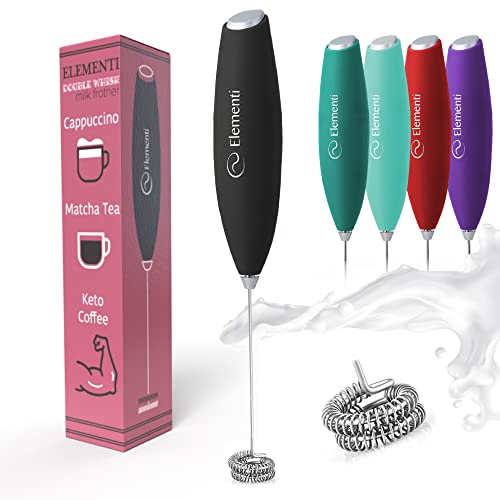 Elementi Milk Frother Wand - Coffee Frother Handheld - Coffee Mixer Wand & Drink Mixer Handheld - Coffee Whisker Electric Hand Frother Mixer - Coffee Blender Stick & Coffee Stirrers Electric Mini