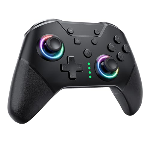 ECHTPower Switch Pro Controllers, 9 LED Colors Bluetooth Controller for Nintendo Switch/Switch Lite/Switch OLED, Wireless Switch Controller with 4 Programmable Buttons,Turbo,Vibration,One Key Wake Up