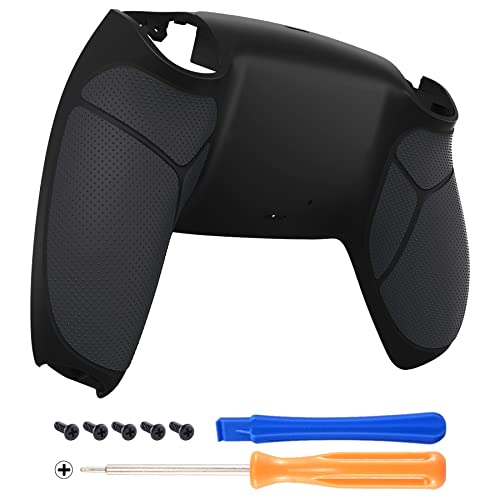 eXtremeRate Black Performance Rubberized Grip Custom Back Housing Bottom Shell Compatible with ps5 Controller, Replacement Back Shell Cover Compatible with ps5 Controller