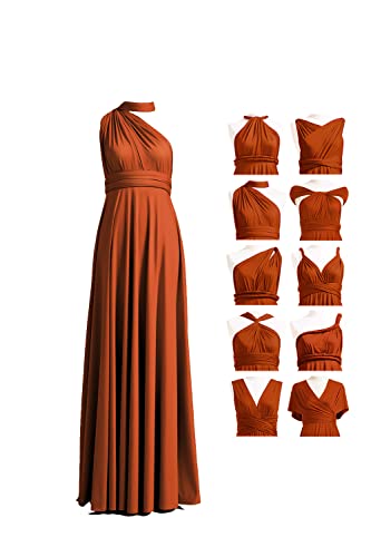 72styles Bridesmaid Dress Convertible Maxi Dress, Elegant Infinity Multiway Long Dress Evening Formal Evening Prom Gown Dress Burnt Orange