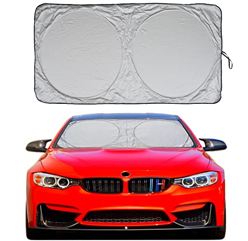 Car Windshield Sunshade with Storage Pouch by A1 Sun Shade Foldable Automotive Car Truck SUV Front Window Shield Blocker Visor Protector Cover for Interior Accessories for Heat Large