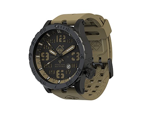 HAZARD 4 Heavy Water Diver(TM) Tritium Dive-Watch (R): GMT Earth, BLK PVD, BLK Dial/Earth Graphics - GGYG,Brown