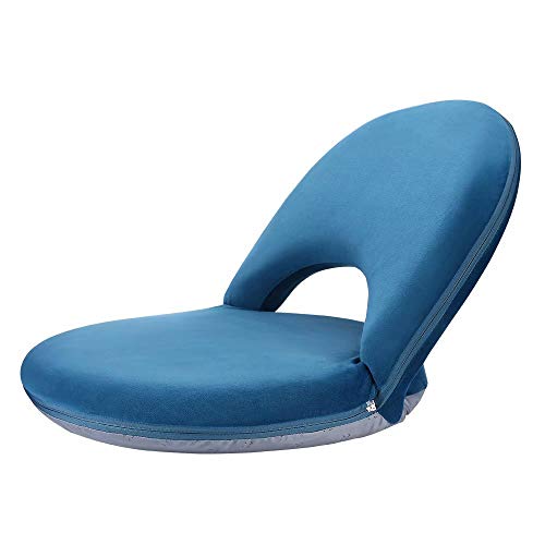 Nnewvante Floor Chair Adjustable Back Support Chair Foldable Meditation Seating Suede-Like Fabric Multiangle Cushioned Recliner for Adults Kids Video-Gaming Reading Watching, Navy