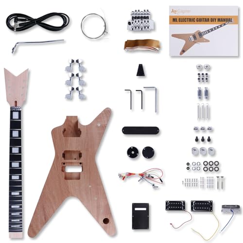 Leo Jaymz DIY Electric Guitar Kits with Mahogany Body and Neck - ebony Fingerboard and All Components Included (ML)