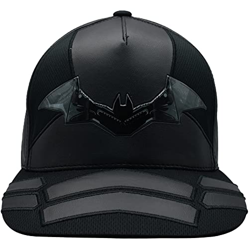 DC Comics The Batman Dad Hat, Armor Design Adult Baseball Cap with Flat Brim, Black, One Size