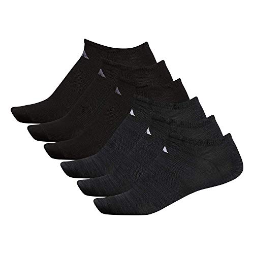 adidas Men's Superlite No Show Socks (6-Pair), Black-nightGreySpaceDye/White|Black/Onix, Large