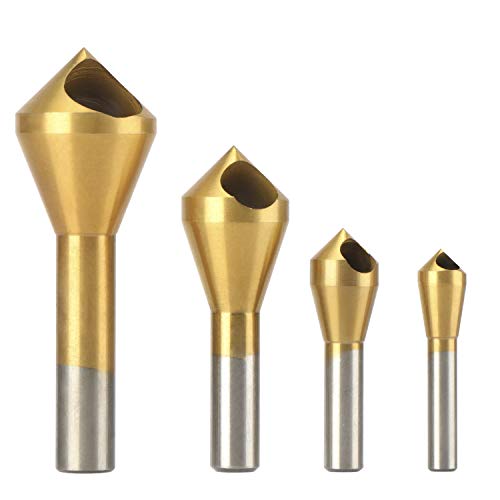 OCGIG 4pcs Titanium Coated Countersink Chamfer Tool Deburring Tool Set Metal Wood Drill Bits Zhongbo Business